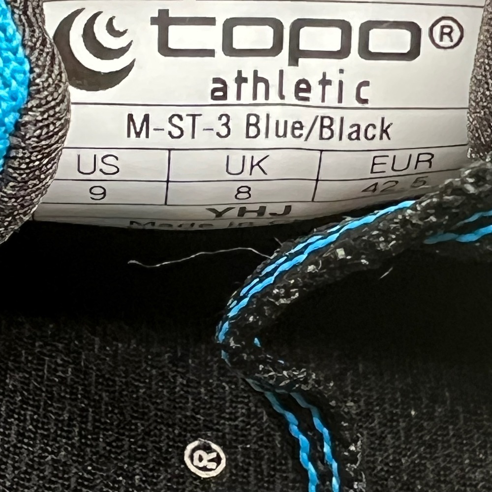 Topo Athletic ST-3 Men's Size 9 Blue Black Zero Drop Minimalist Running Shoes - Picture 9 of 10